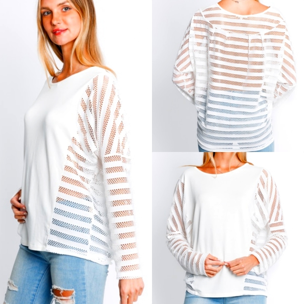 🆕 White Eyelet Sleeved Top